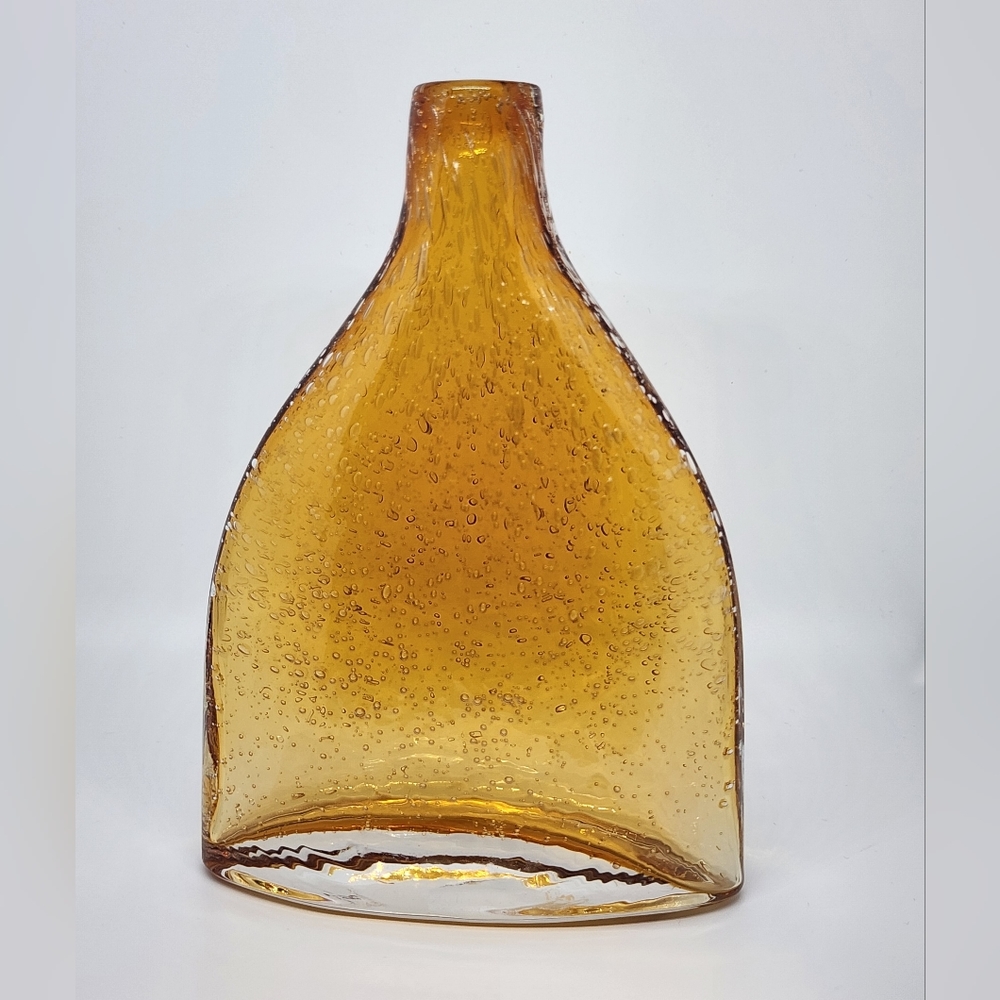 Amici Hand Blown Amber Glass Bottle Vase